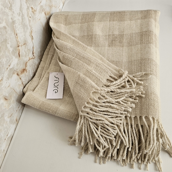 Fibre By Auskin Linen Wool 51x74 Throw Blanket - Picture 1 of 15